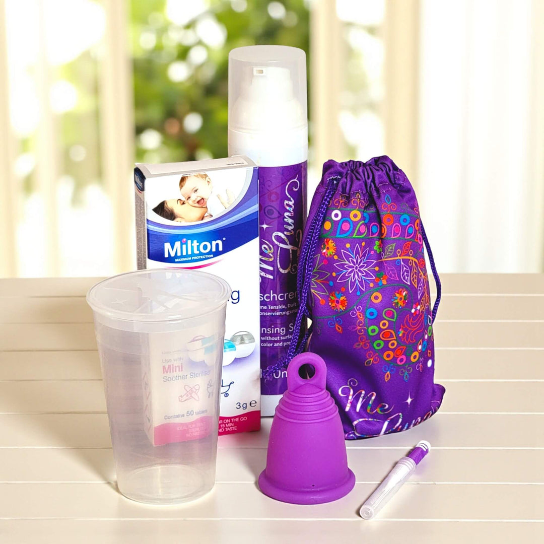 Menstrual Cup Starter Kit - with Milton Tabs- PURPLE CUP