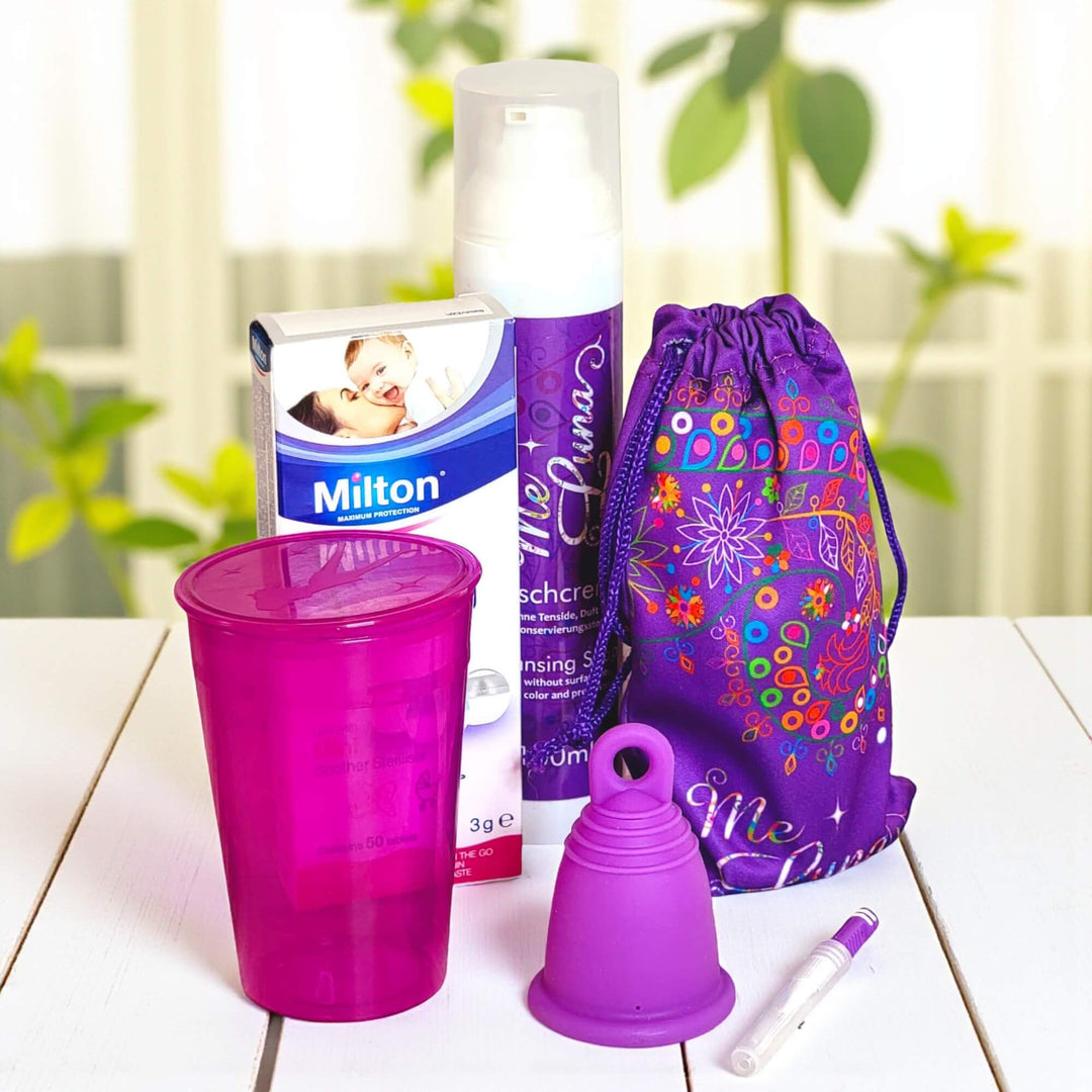 Menstrual Cup Starter Kit - with Milton Tabs- PURPLE CUP