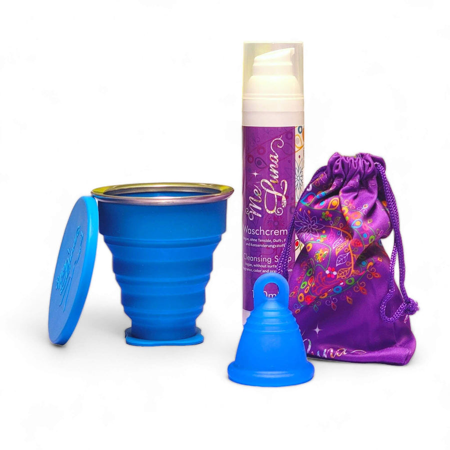 blue menstrual cup microwave kit