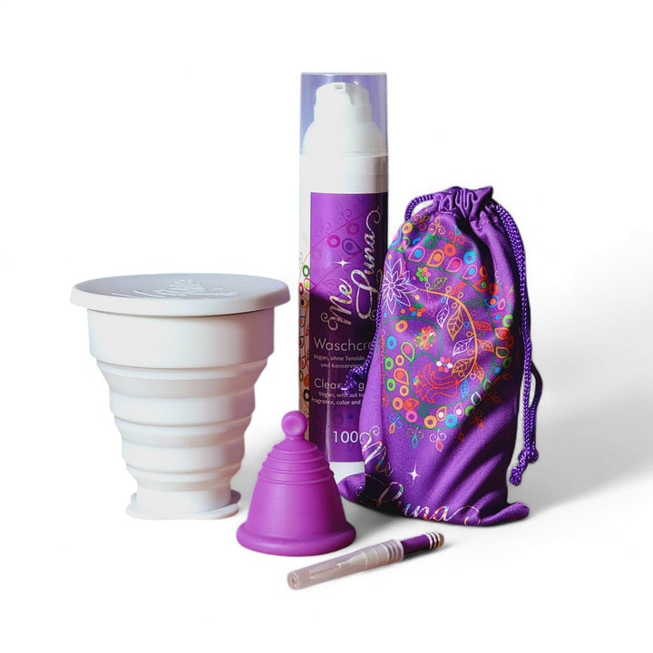 Menstrual cup kit low cervix with clear microwave cup