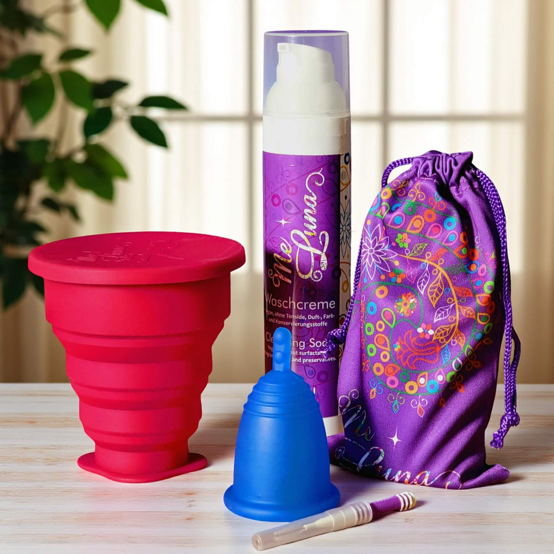 Menstrual Cup Starter Kit - Microwave Sterilizer-  BLUE Cup