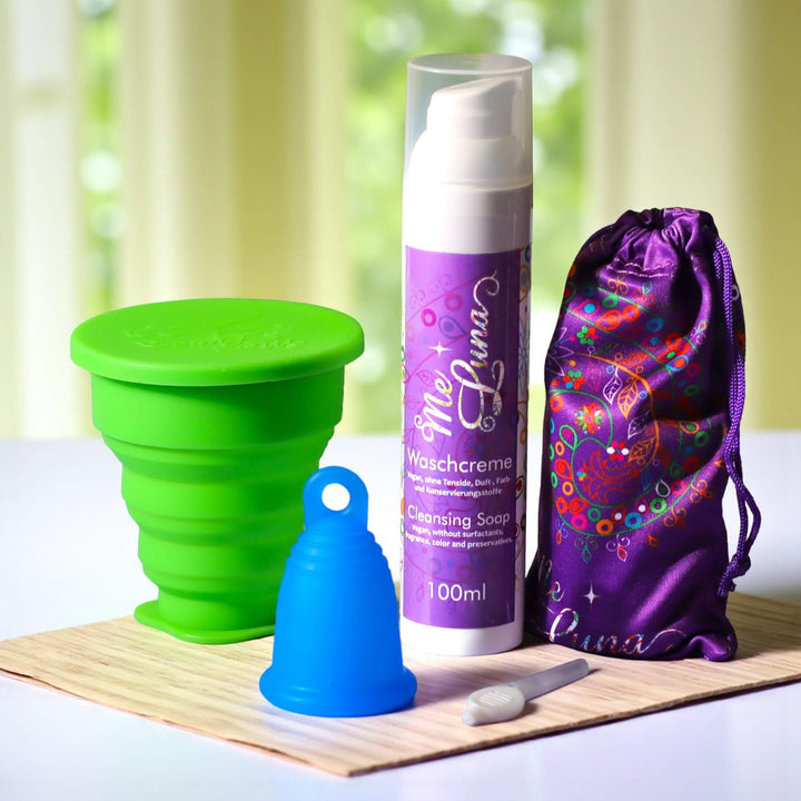 Menstrual Cup Starter Kit - Microwave Sterilizer-  BLUE Cup