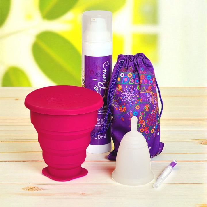 Kit de copas menstruales sin colorantes - Esterilizador para microondas