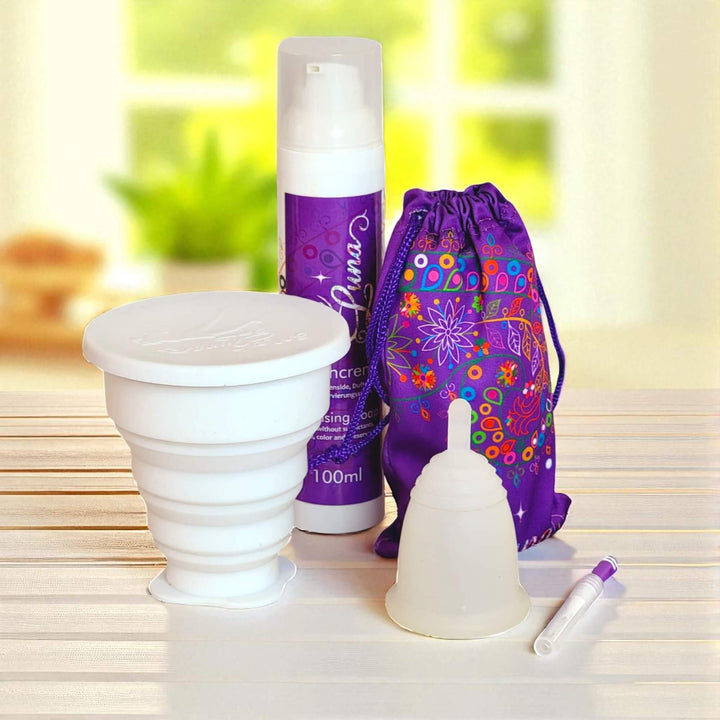 Kit de copas menstruales sin colorantes - Esterilizador para microondas