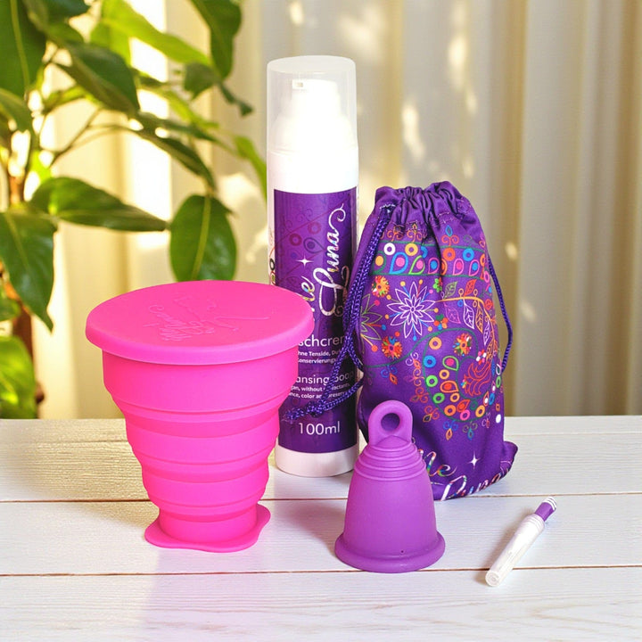 Menstrual Cup Starter Kit - Microwave Sterilizer PURPLE Cup