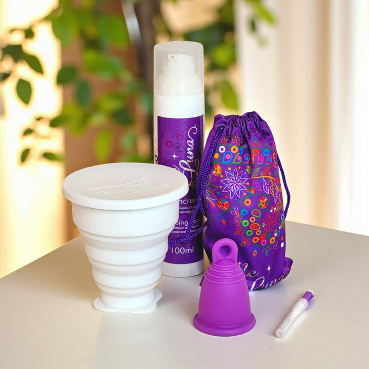 Menstrual Cup Starter Kit - Microwave Sterilizer PURPLE Cup