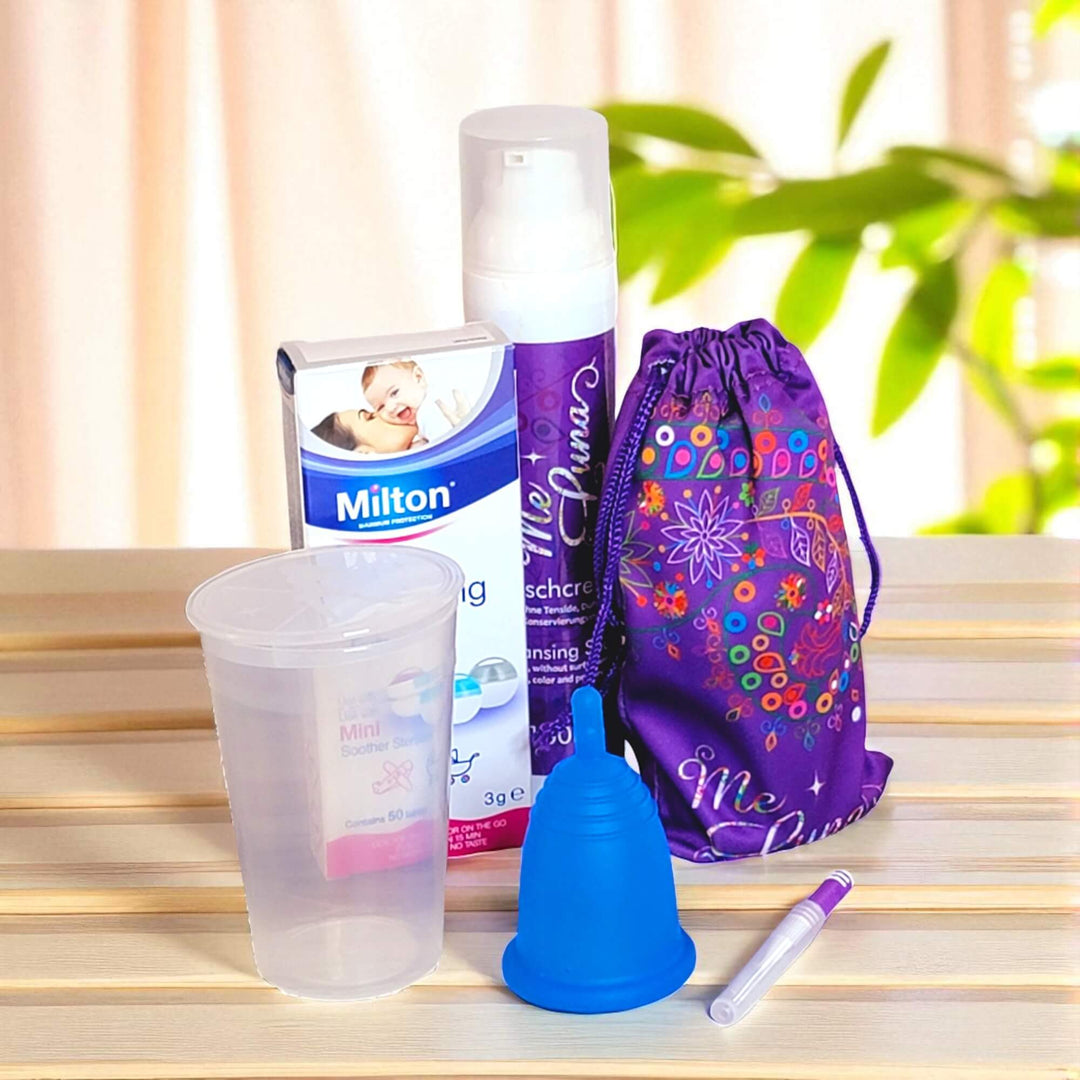 Kit de iniciación a la copa menstrual - con pestañas Milton - Copa AZUL