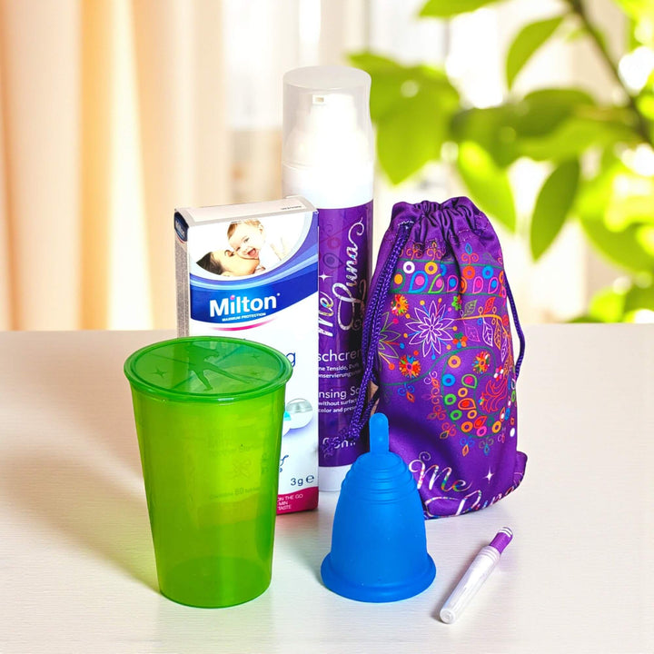 Kit de iniciación a la copa menstrual - con pestañas Milton - Copa AZUL