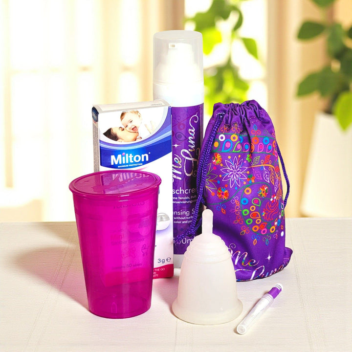 Kit de copa menstrual sin colorantes - con pestañas Milton