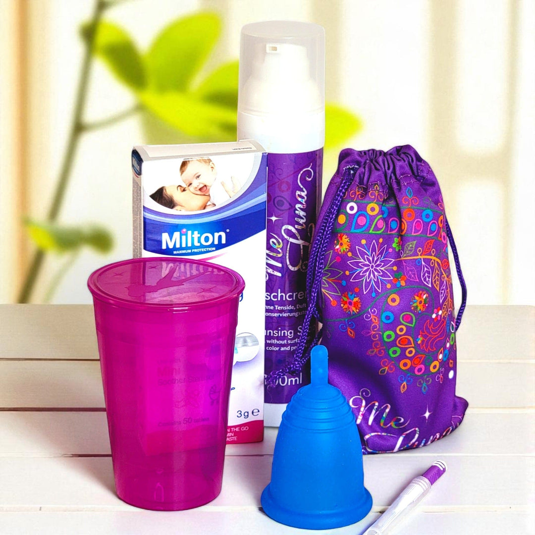 Kit de iniciación a la copa menstrual - con pestañas Milton - Copa AZUL