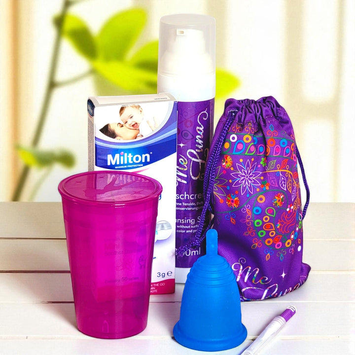 Kit de iniciación a la copa menstrual - con pestañas Milton - Copa AZUL