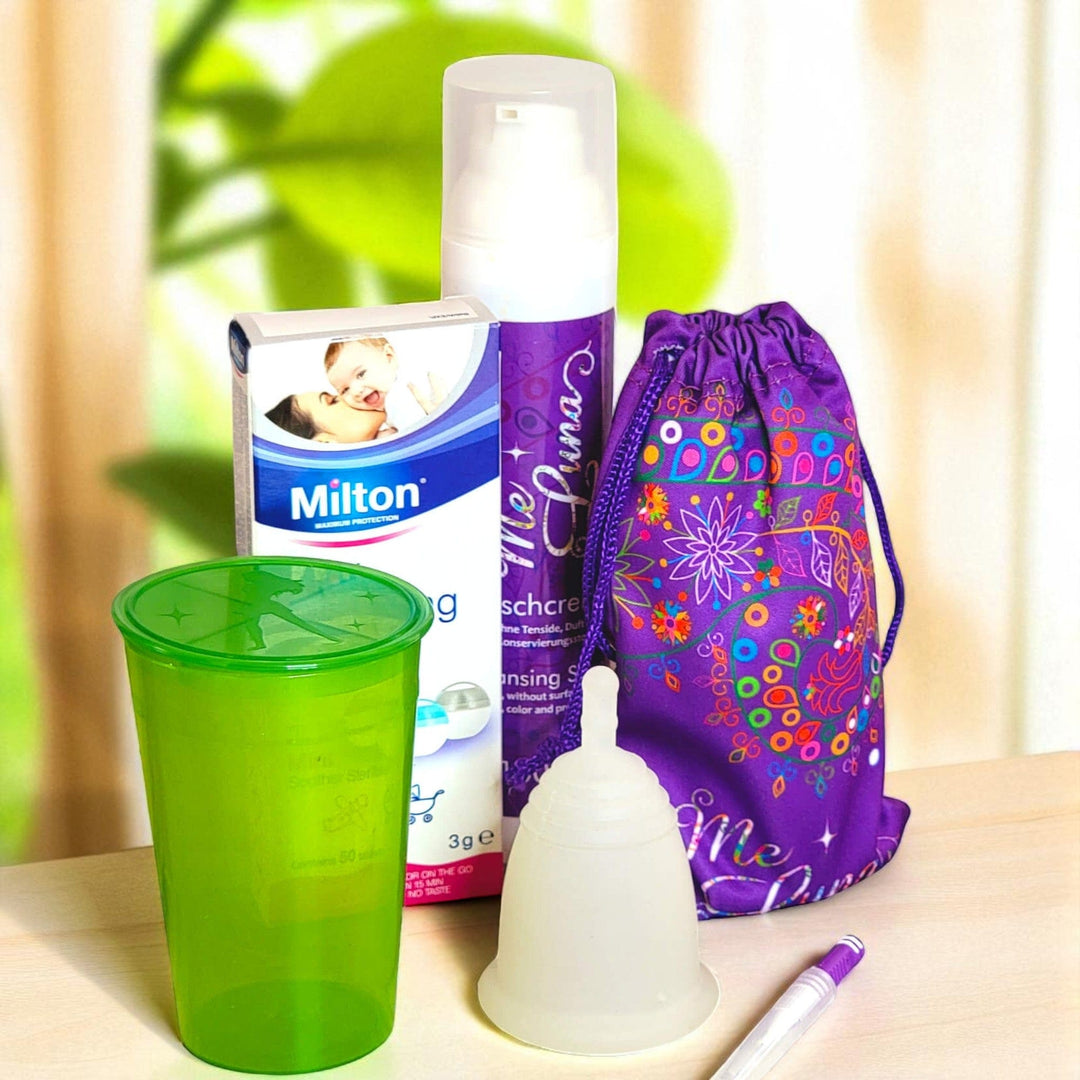 Kit de copa menstrual sin colorantes - con pestañas Milton