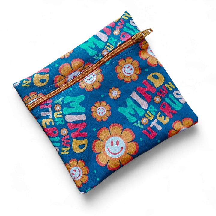 Menstrual Cup Pouch w/Zipper Mind Your Own Uterus Retro