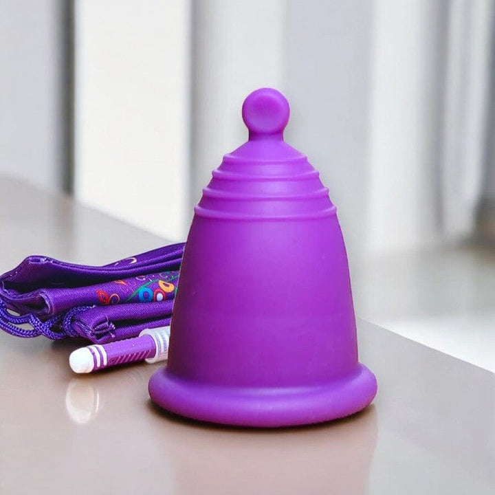 purple meluna menstrual cup with ball handle