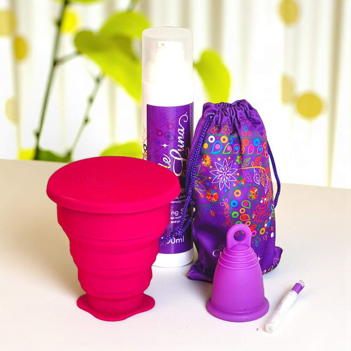 Menstrual Cup Starter Kit - Microwave Sterilizer PURPLE Cup