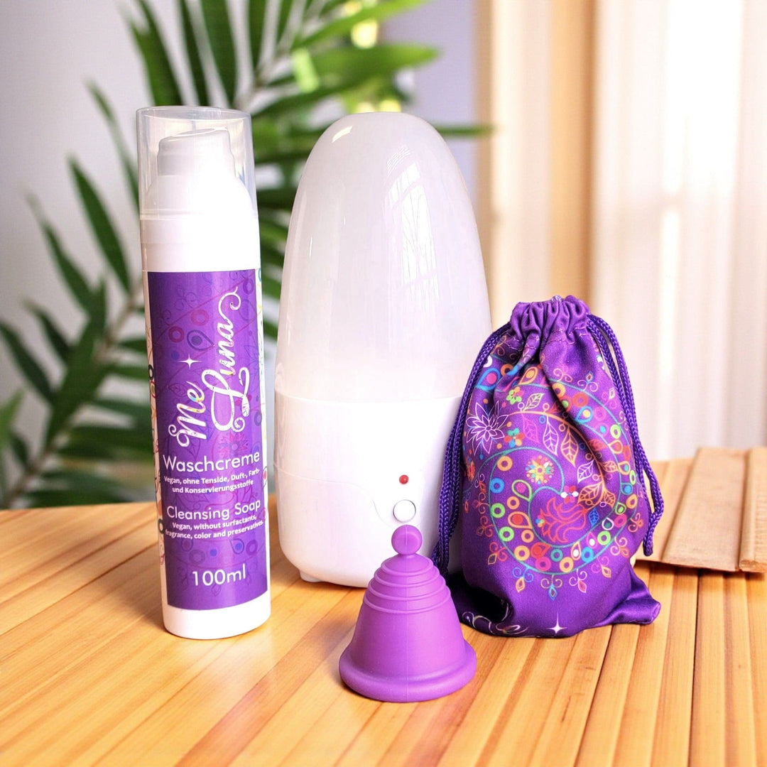 Kit de copa menstrual Cuello uterino bajo MORADO con vaporizador