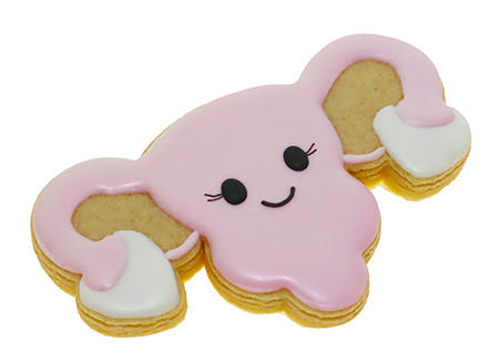 a uterus cookie symbolizes a happy uterus from wearing the perfect menstrual cup