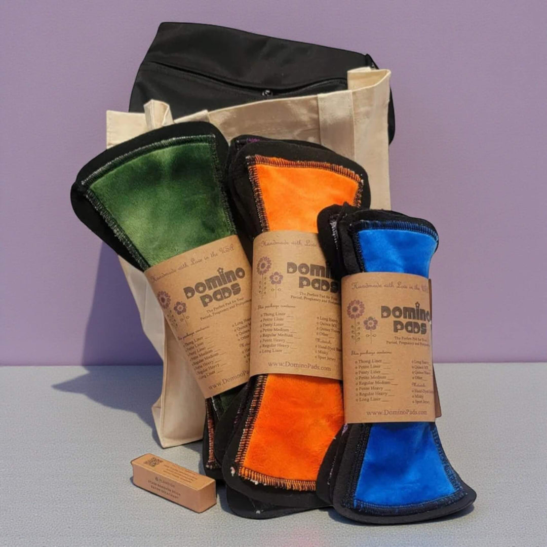 The Whole Stash Regular Domino Pads Gift Set with Reusable Tote and Wetbag