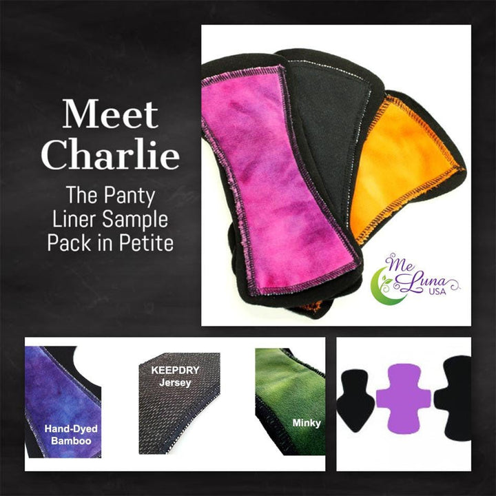 Reusable Cloth Pads Domino Pads Petite Liner CHARLIE-  3-Pack Sampler