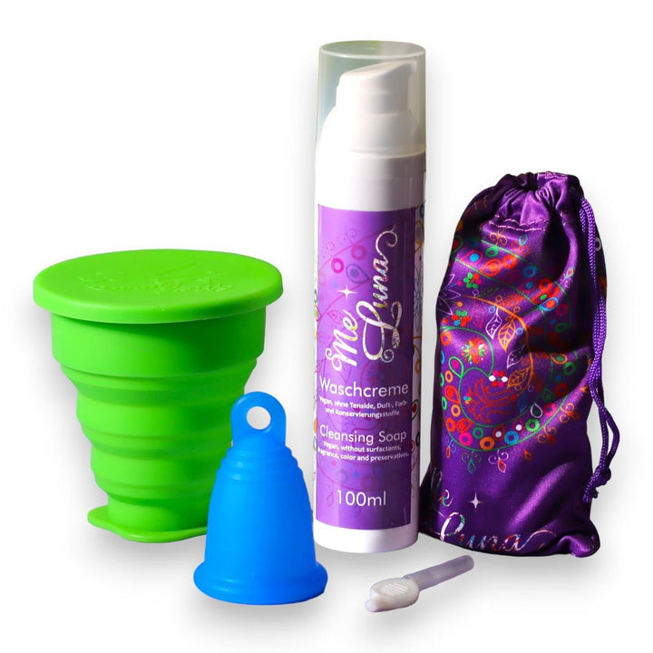 BLUE Menstrual Cup Kit - Microwave Disinfection