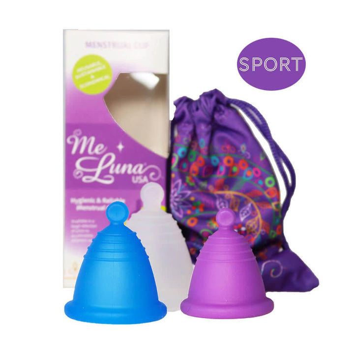 Copa menstrual Low Cervix MeLuna (versión EE. UU./FDA), mango de bola, shorty, deportiva