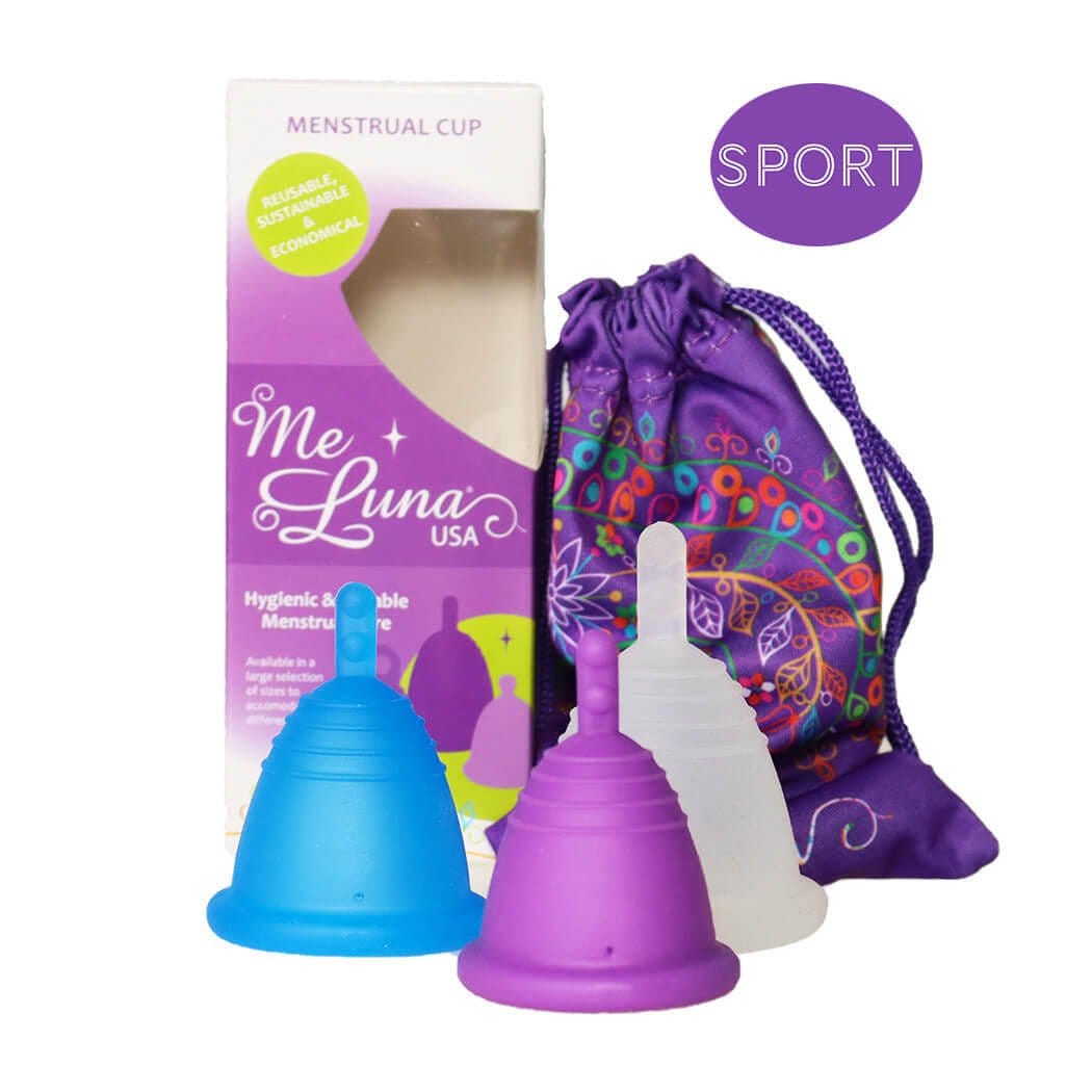 Low Cervix MeLuna Menstrual Cup (USA/FDA version) Stem, Shorty, SPORT
